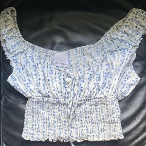 Blue and white flower blouse
